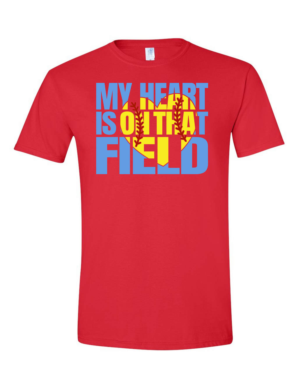 My heart is on that field Red tee